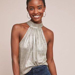 Silver Halter Top with Tie Back from Anthropologie